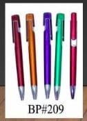 Five metallic retractable ballpoint pens in burgundy, orange, purple, green, and pink